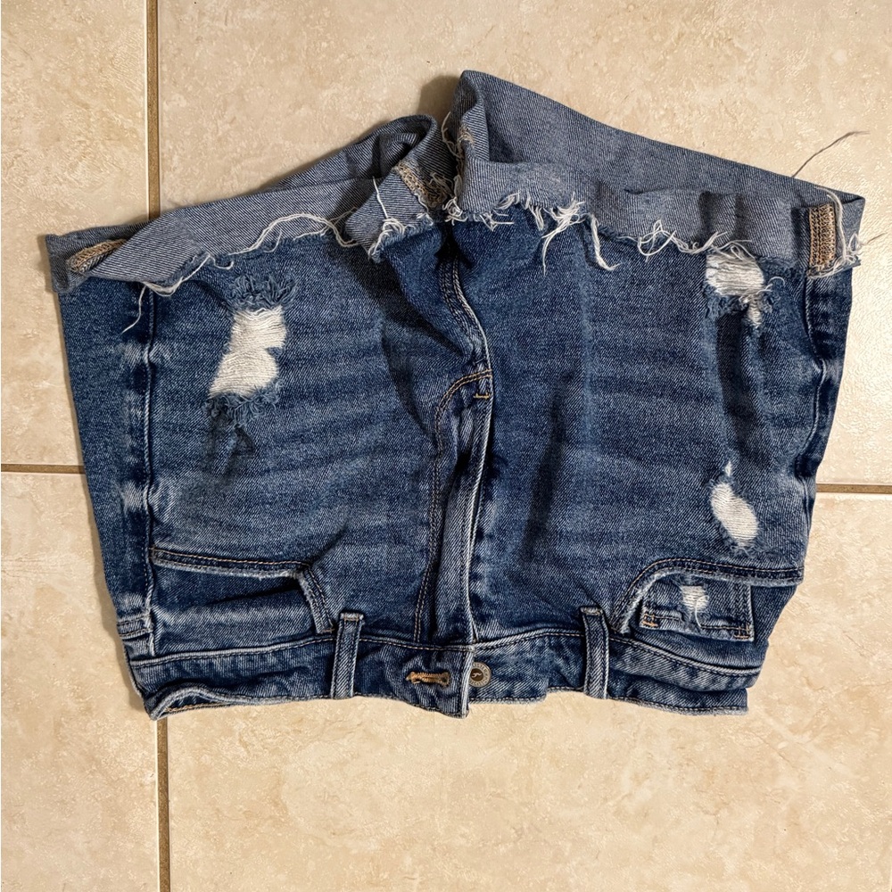 Distressed Denim Shorts